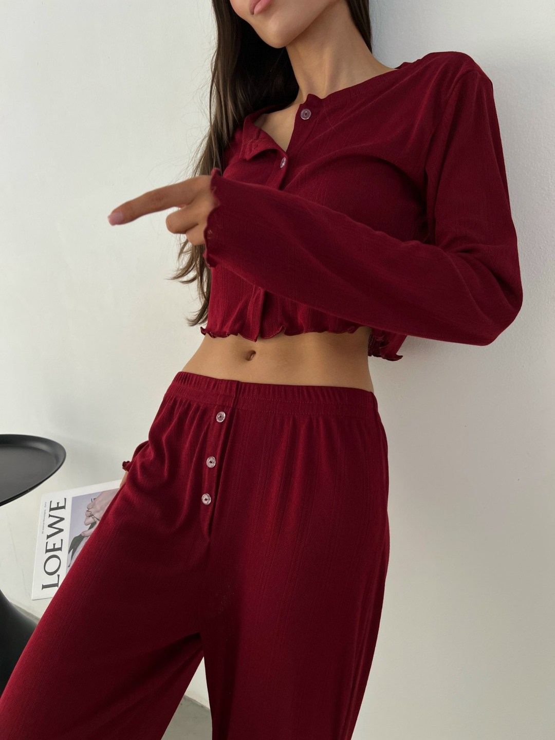 пижама бордовая,комплект пижама,пижама с брюками женская,пижама кофта со штанами,пижама с брюками и топом