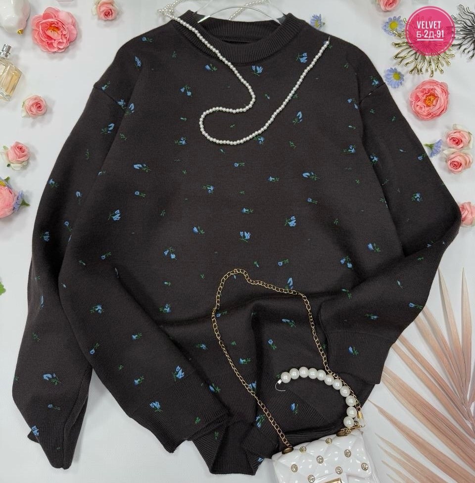 удлиненный свитер оверсайз в цветочек evona,свитер оверсайз,свитшот женская,женская кофта,свитер женский