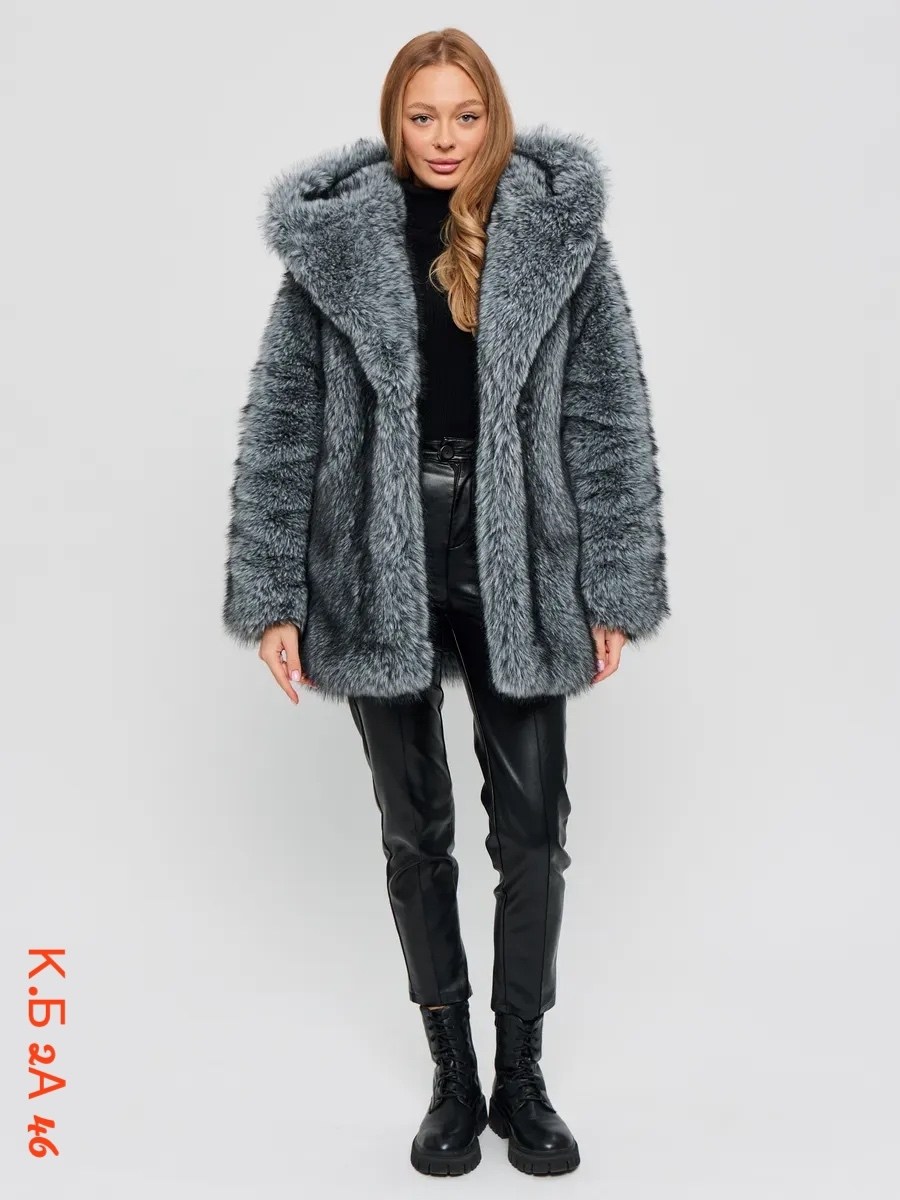 ,шуба искусственная песец из экомеха короткая x'zotic,шуба искусственная,шуба искусственная песец из экомеха короткая с капюшоном x'zotic,шуба искусственная из экомеха песца