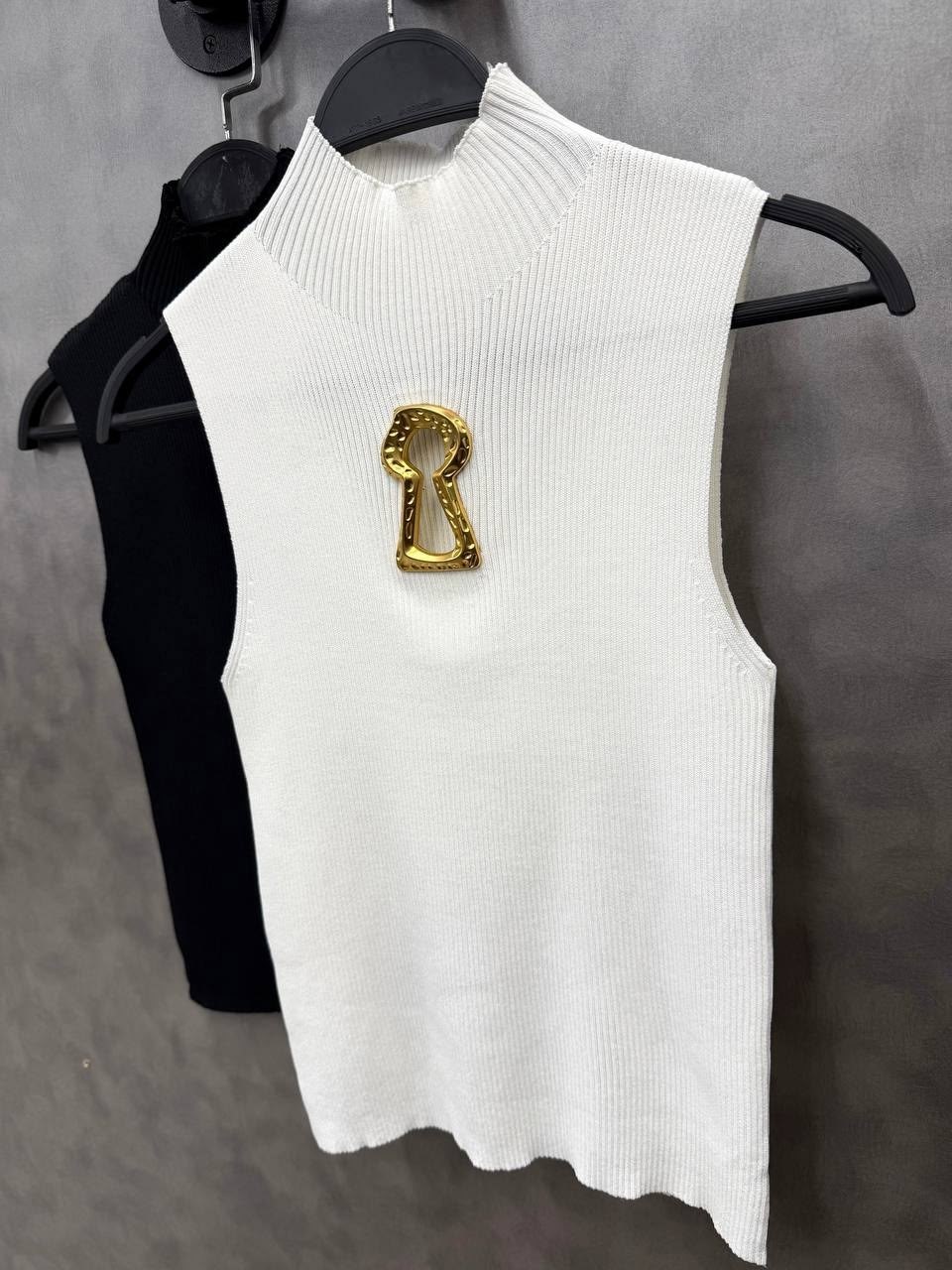 schiaparelli женский чёрный топ,роскошный базовый топ schiaparelli,топы schiaparelli,топ майка schiaparelli женская