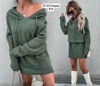 вязаное платье,вязаное платье туника,туника женская,платья с капюшоном,вязаное теплое платье