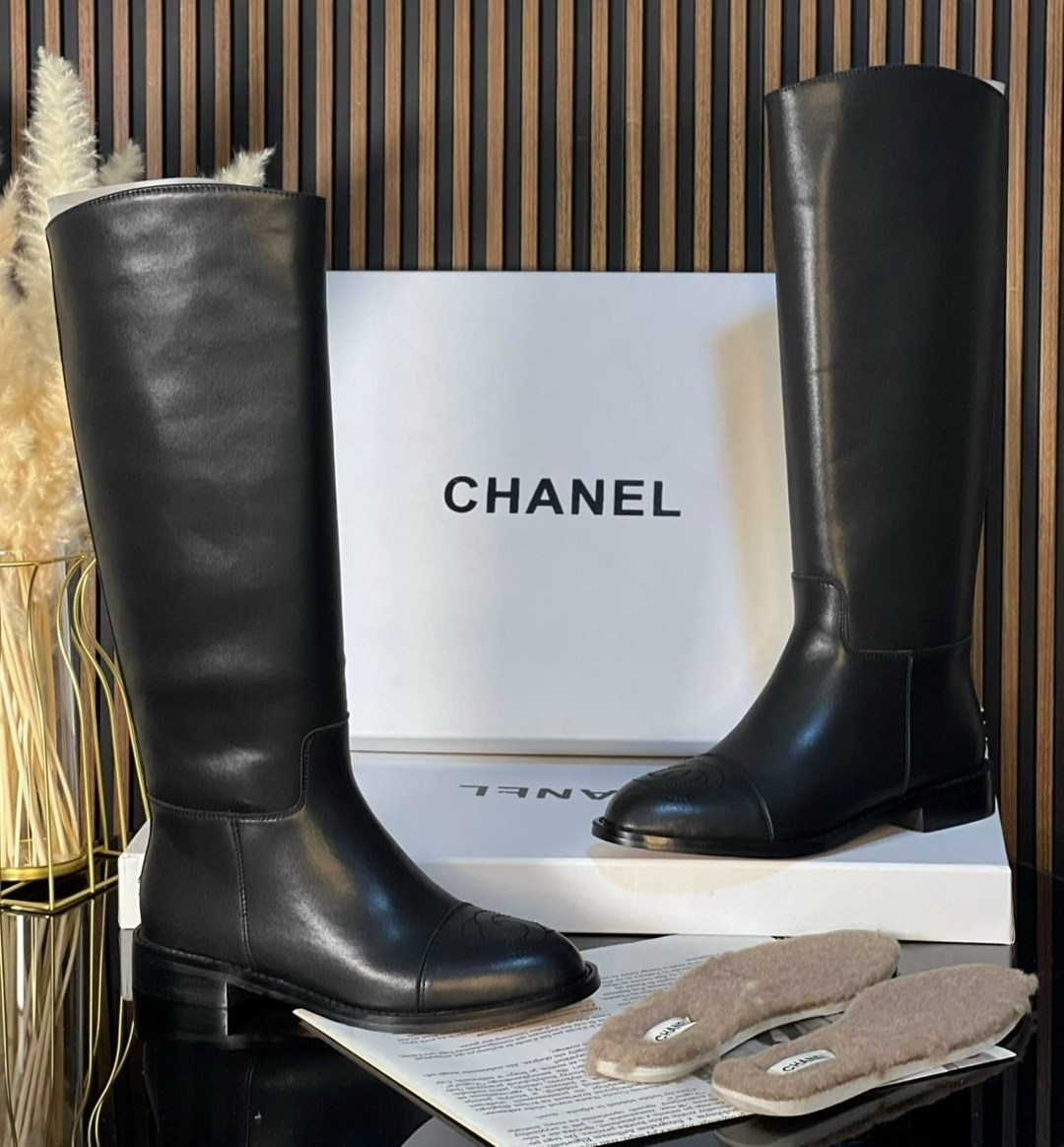 сапоги chanel,сапоги шанель,,женские брендовые кожаные сапоги chanel premium,брендовые сапоги