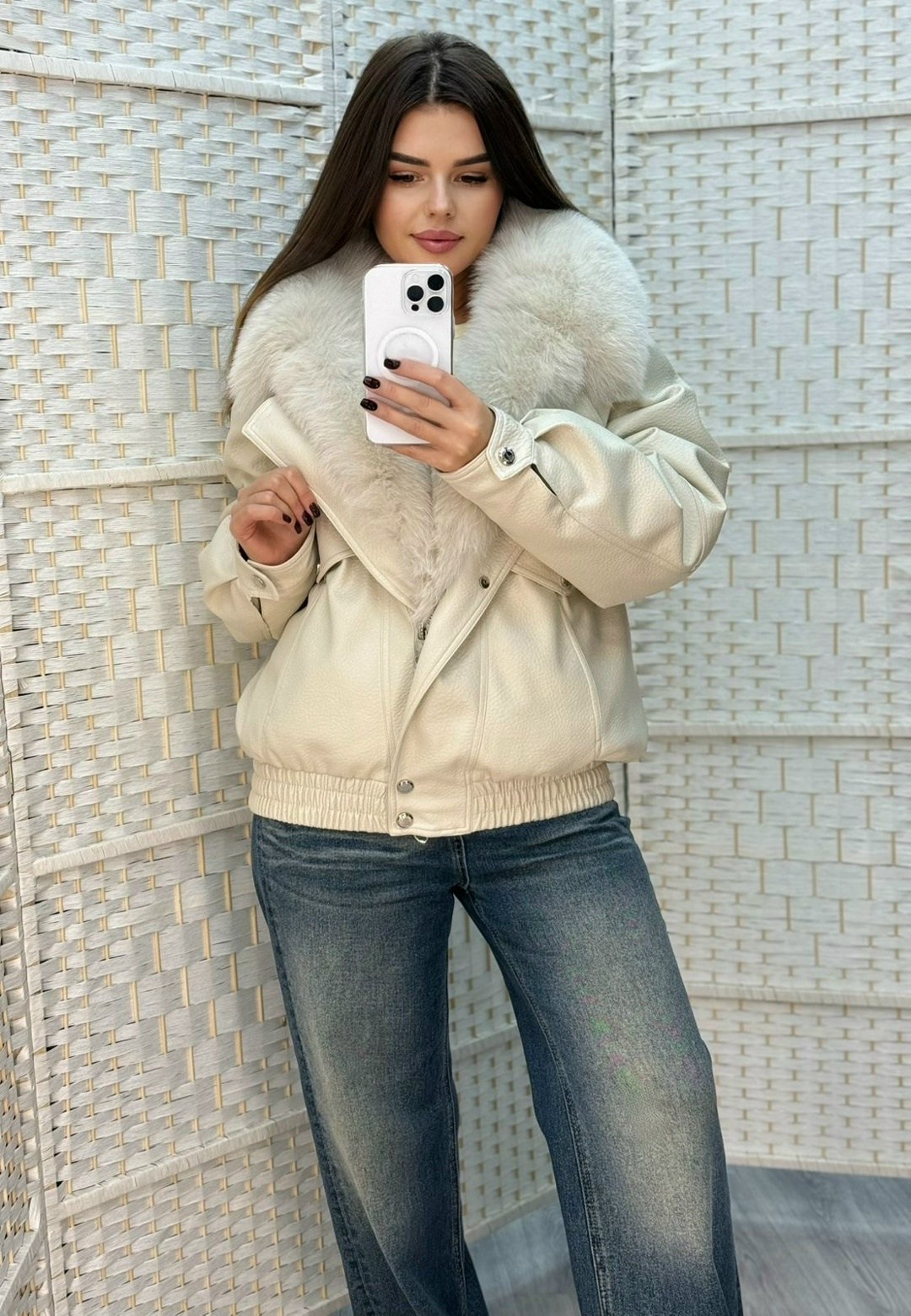 кожаная куртка женская furnatur 8024571 черная 54 ru,кожаная куртка,куртка с мехом,женская зимняя кожаная куртка,куртка женская