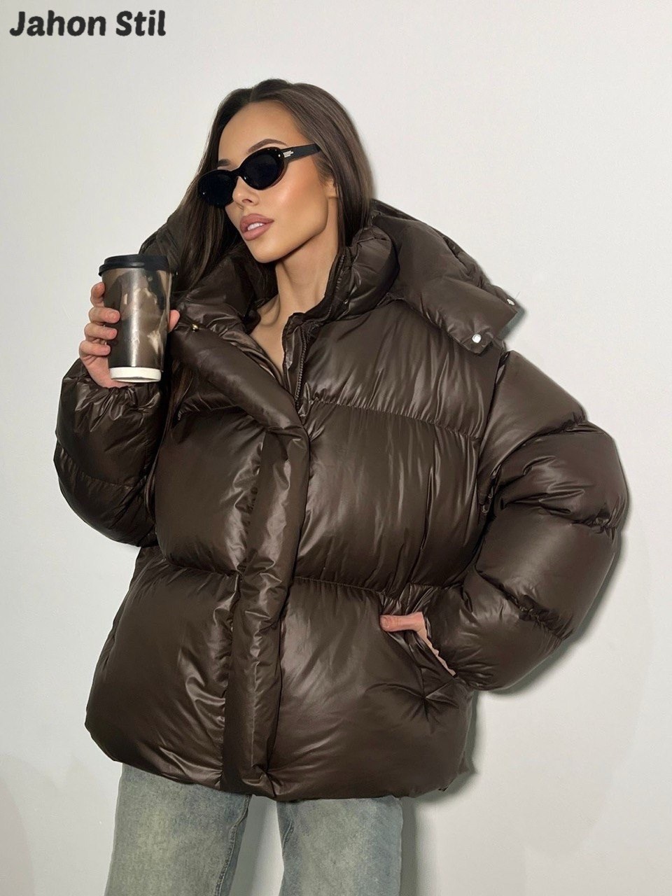 пуховик зимний женский,зимняя куртка оверсайз с капюшоном trendez,куртка зимняя женская,куртка женская,пуховик женский теплый