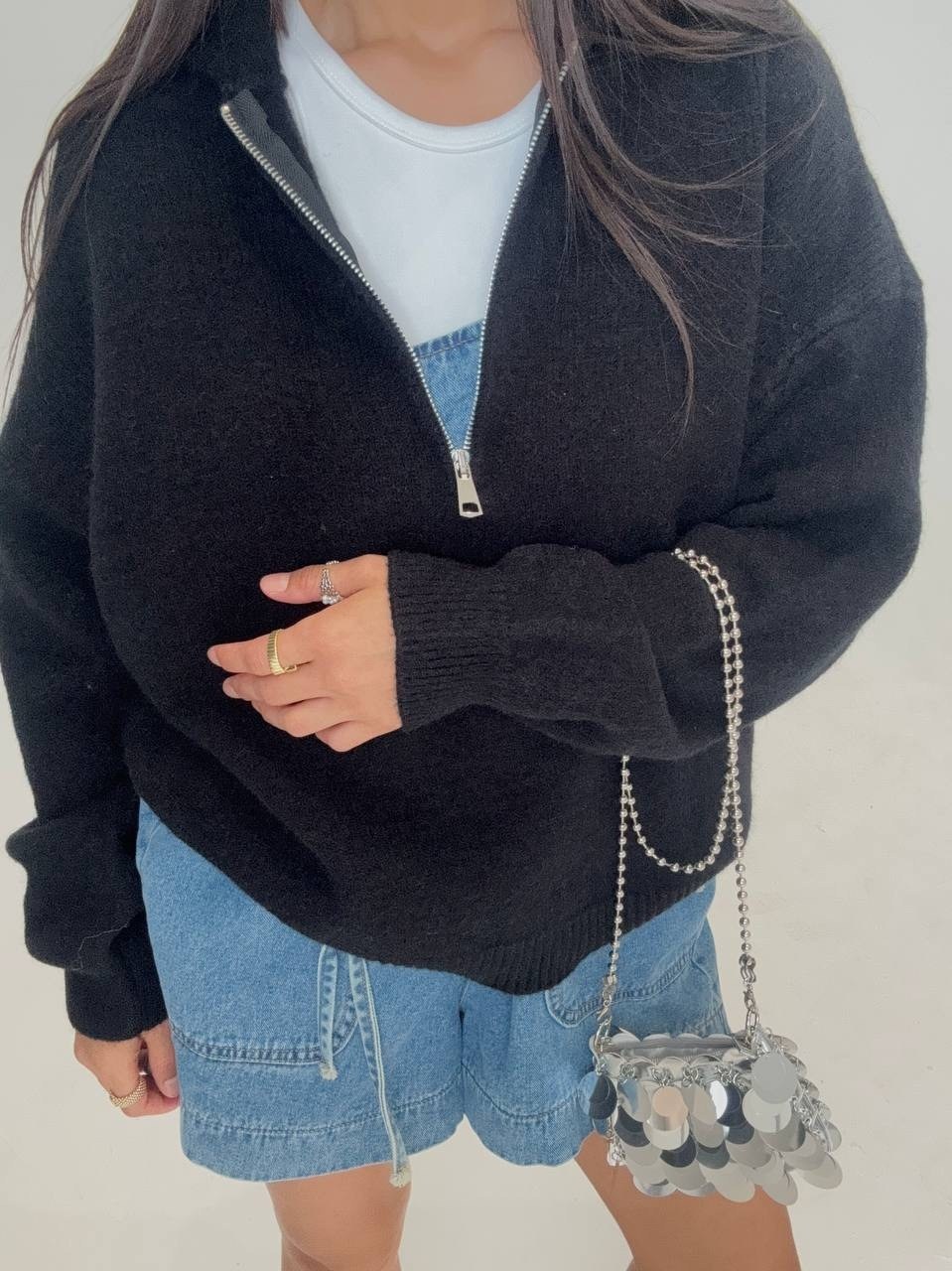 кофта женская,свитер оверсайз,свитер matreshka_love пуловер с молнией, кофта с замком, размер 42-46, молочный,женский свитер,вязаный женский свитер