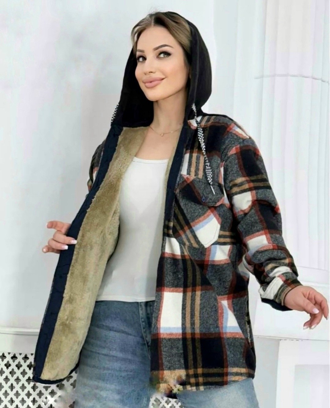 рубашки на меху,рубашка теплая,женская рубашка,рубашка теплая на меху,рубашка теплая в клетку удлиненная