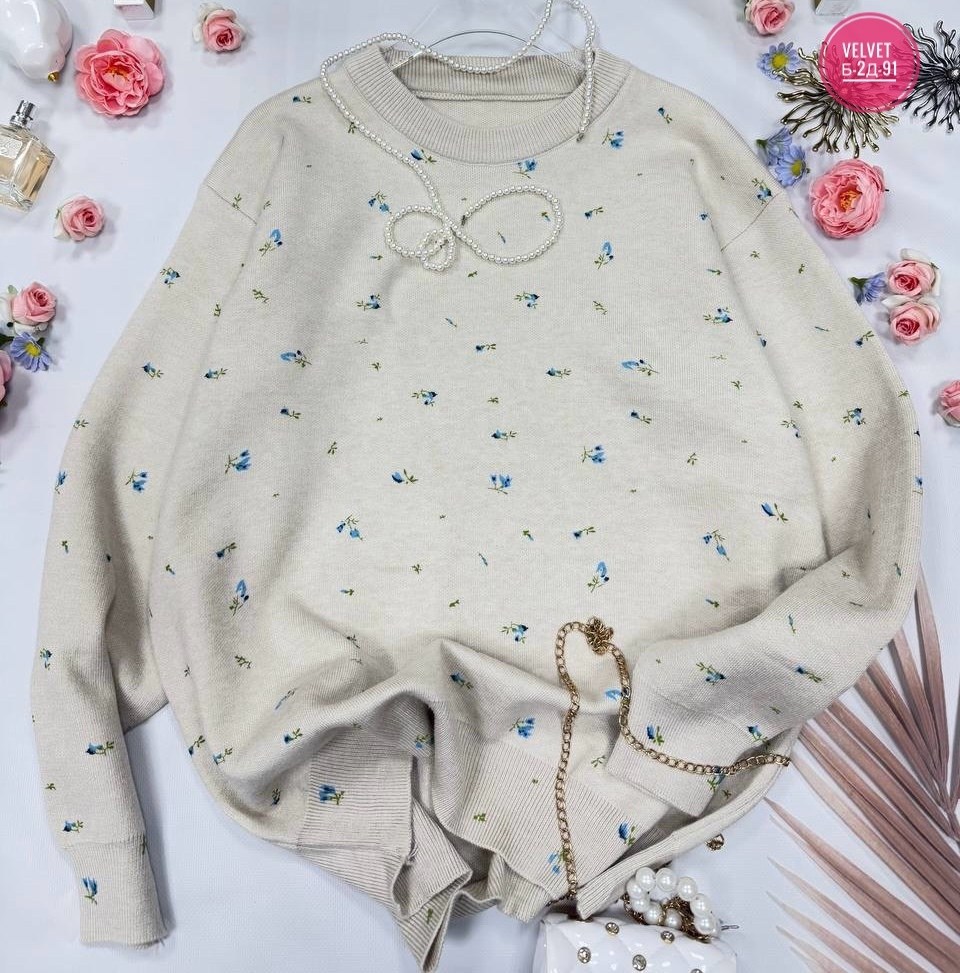 удлиненный свитер оверсайз в цветочек evona,свитер оверсайз,свитшот женская,женская кофта,свитер женский