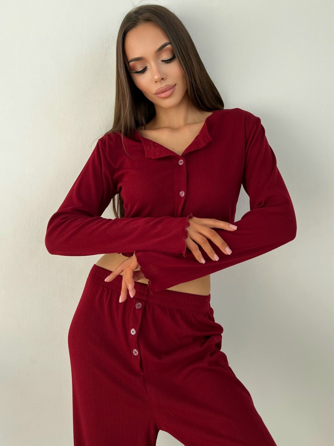 пижама бордовая,комплект пижама,пижама с брюками женская,пижама кофта со штанами,пижама с брюками и топом