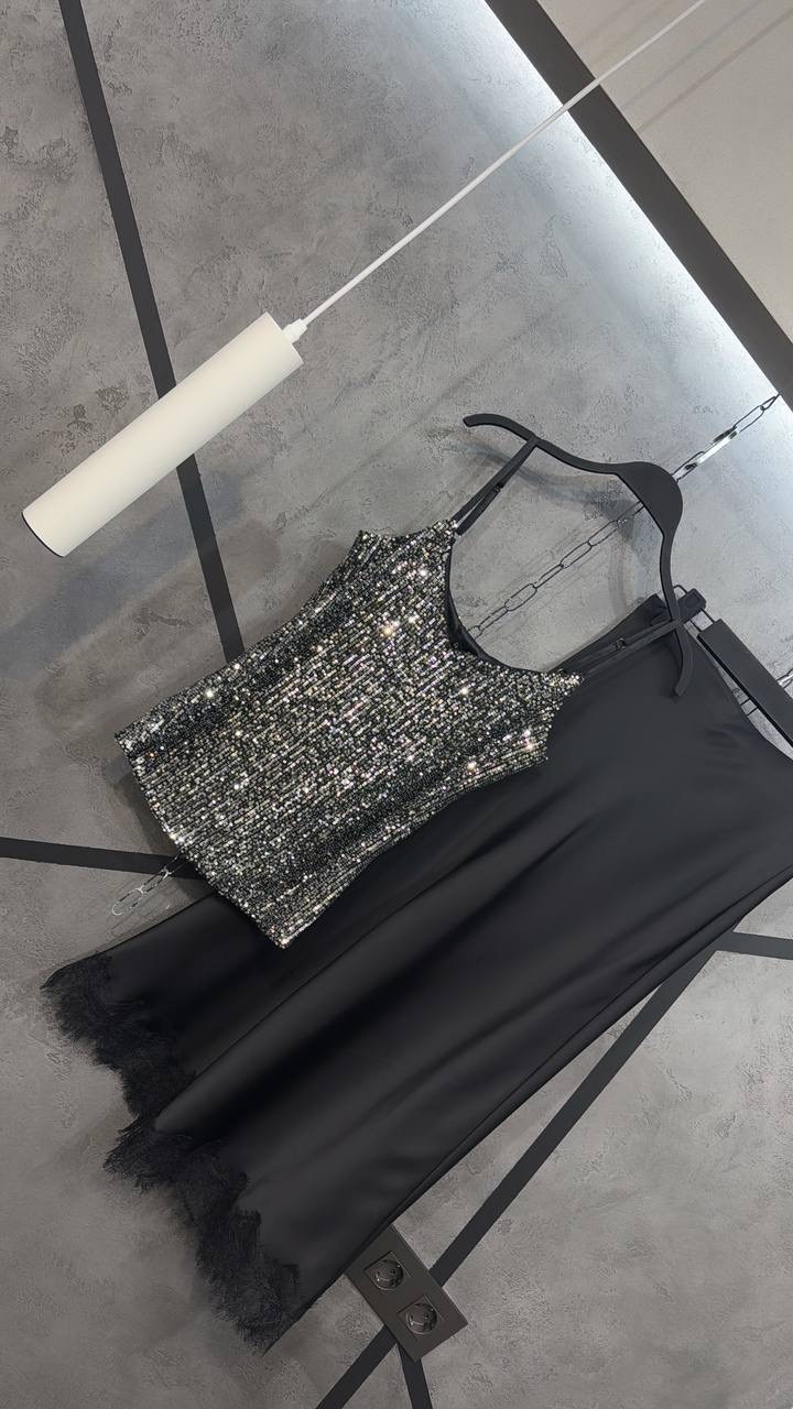 платье миди на бретелях с пайетками,женское платье с блестками,платье с блестками,топ с пайетками,топ с блестками