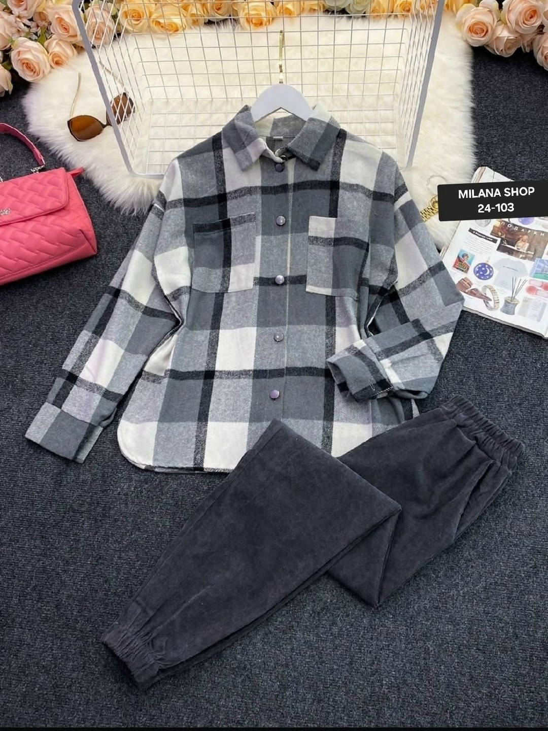 женские костюмы,стильные женские костюмы,модная ,рубашка в клетку женская оверсайз,костюмы двойки