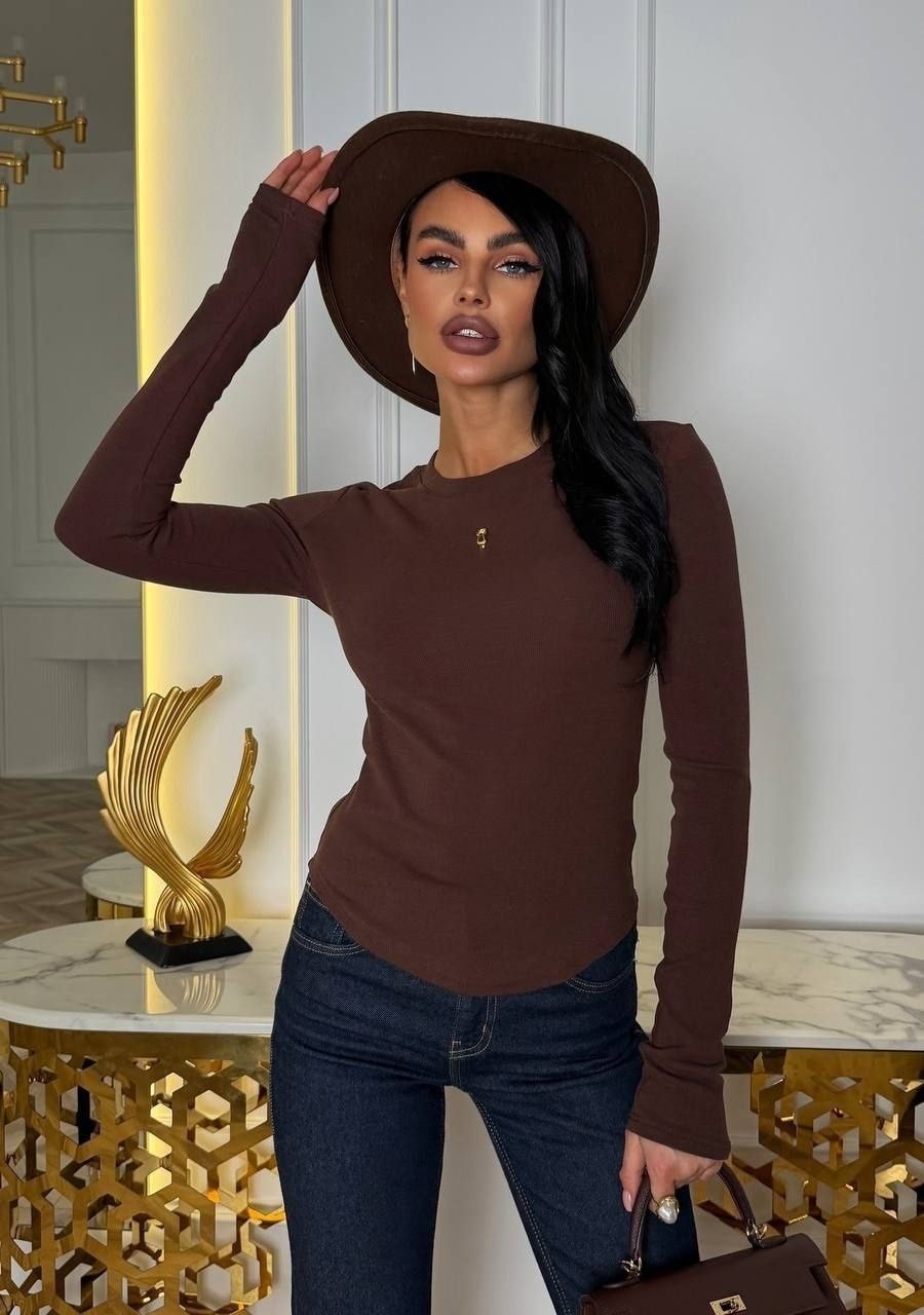 кофта женская,кофта,джемпер dava 4230 шоколад,лонгслив коричневый облегающий в рубчик me&mummy,джемпер