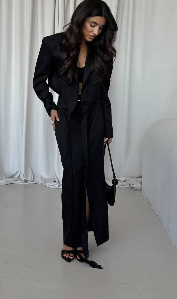 брючный костюм,блейзер asos design tux cropped черный,стильные наряды,жакет