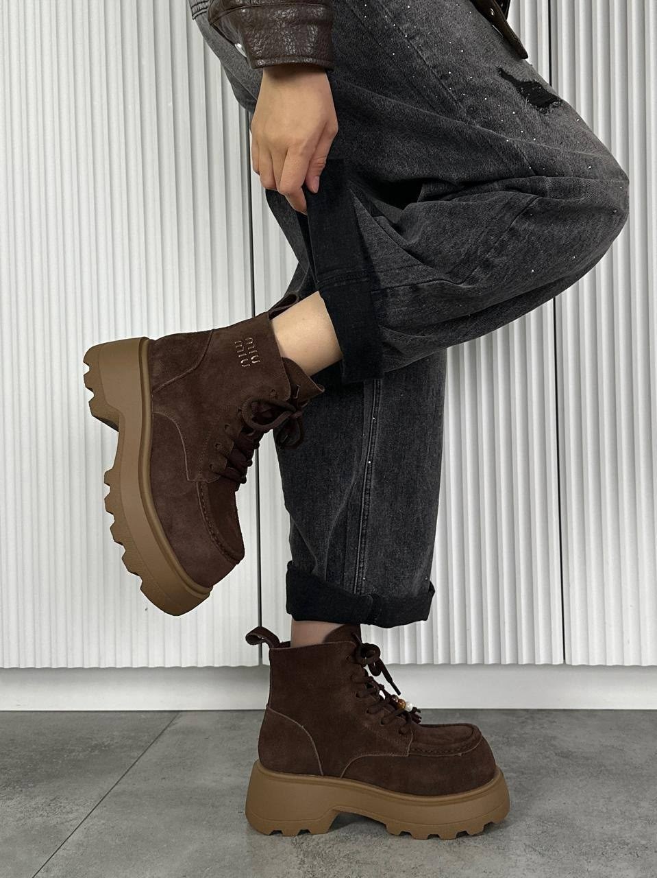 ,женские ботинки, женская,ботинки в британском стиле с круглым носком на шнуровке,ботинки