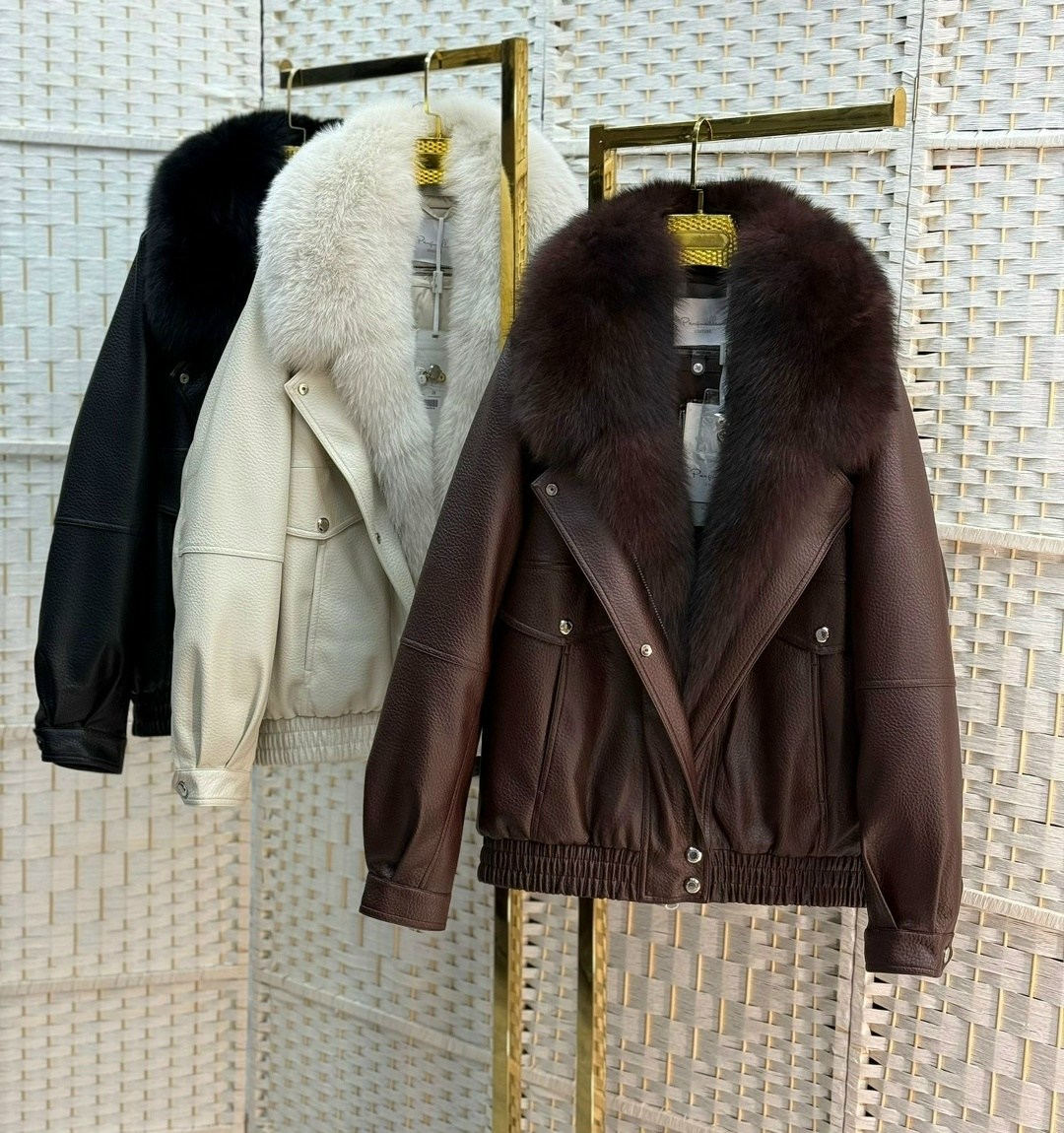 кожаная куртка женская furnatur 8024571 черная 54 ru,кожаная куртка,куртка с мехом,женская зимняя кожаная куртка,куртка женская