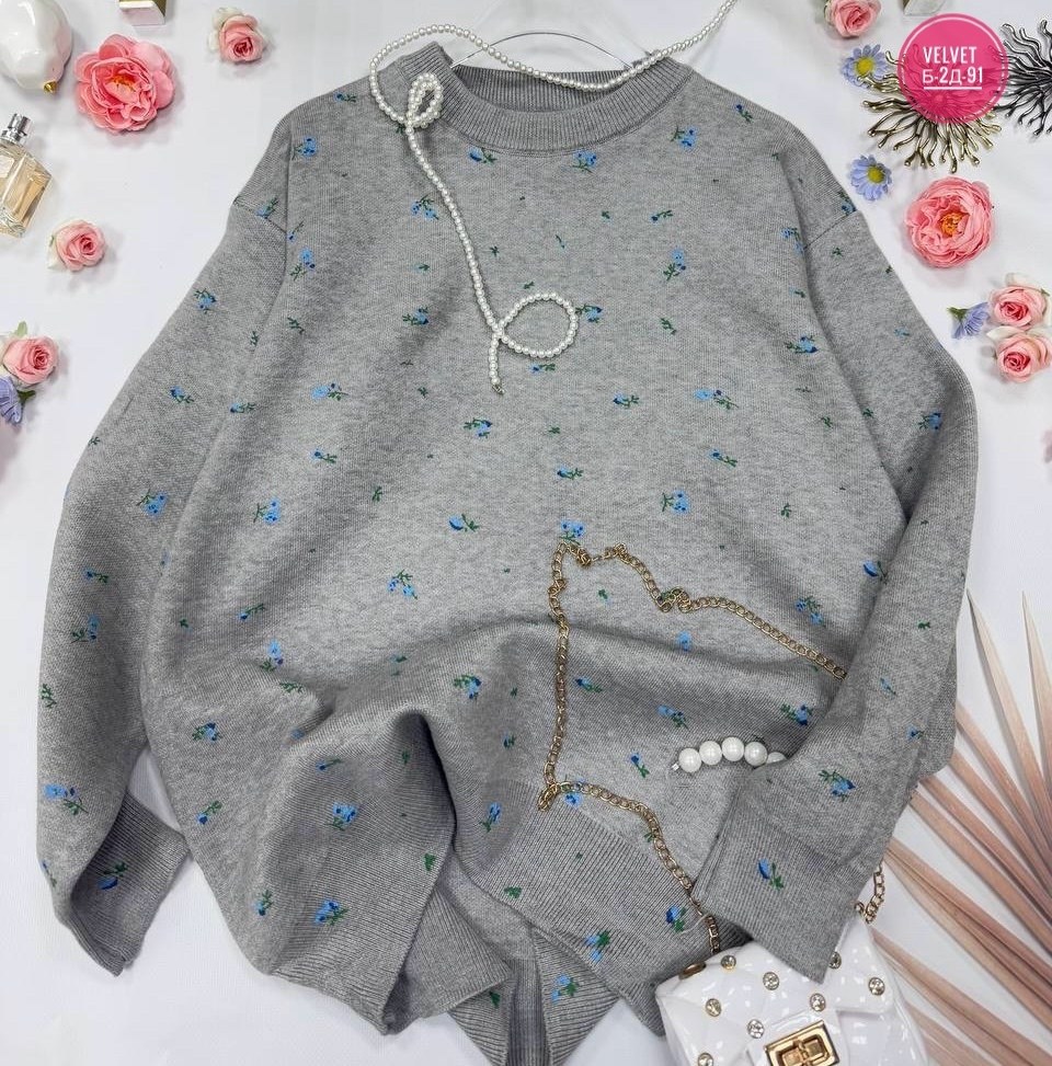 удлиненный свитер оверсайз в цветочек evona,свитер оверсайз,свитшот женская,женская кофта,свитер женский