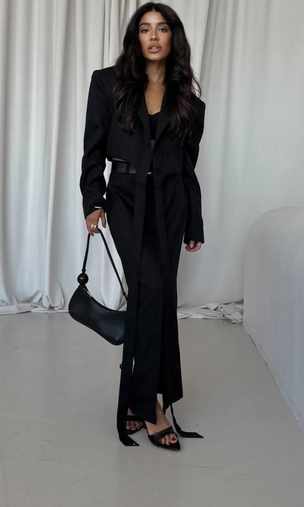 брючный костюм,блейзер asos design tux cropped черный,стильные наряды,жакет