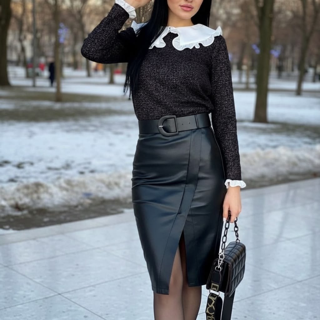 юбка из экокожи,юбка кожаная,юбка кожаная миди,юбка из эко кожи,юбка экокожа с разрезом