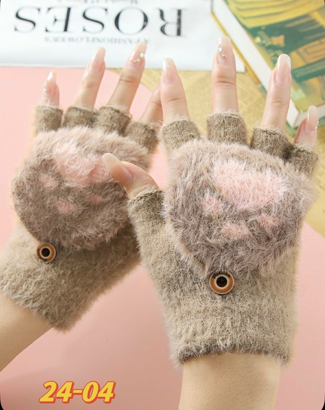 теплые перчатки,пушистые перчатки,милые перчатки,зимние перчатки без пальцев,перчатки модные