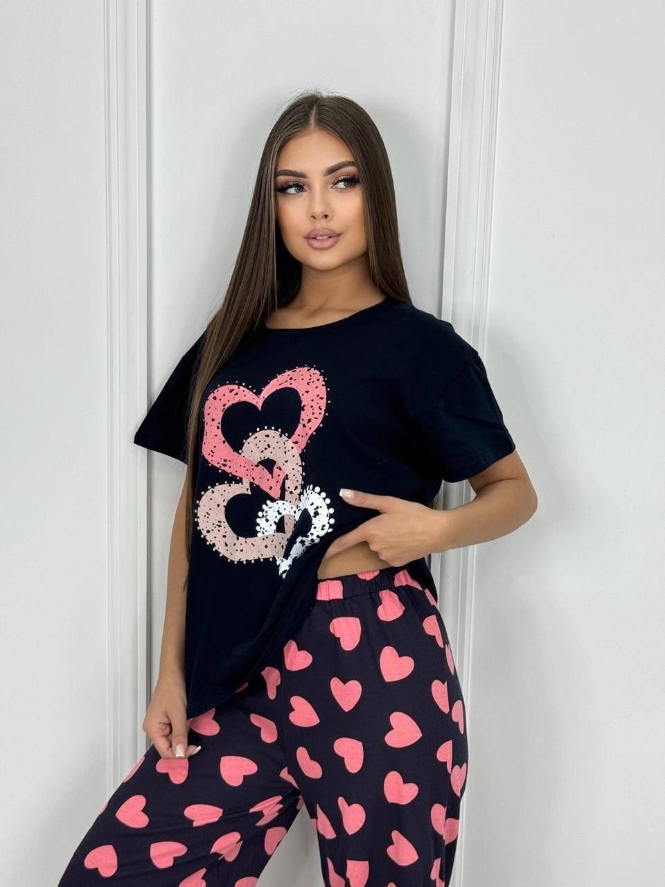 пижамы женски,пижама черный,пижама домашний костюм,домашняя одежда пижама,женская пижама со штанами