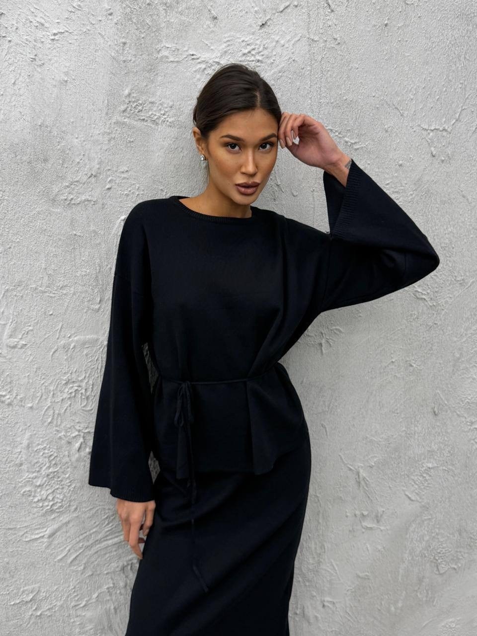 трикотажный костюм,женский костюм,элегантный вязаный костюм,трикотажный костюм с брюками осенний оверсайз vitalounge,комплект одежды sasheline