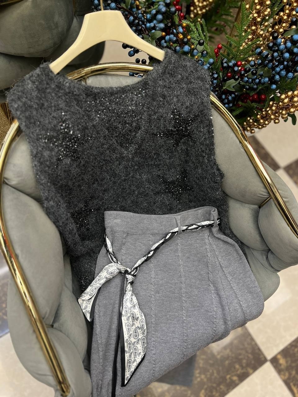 вязаный жилет,джемпер со звездами,трикотажный жилет,свитер жилет,свитер