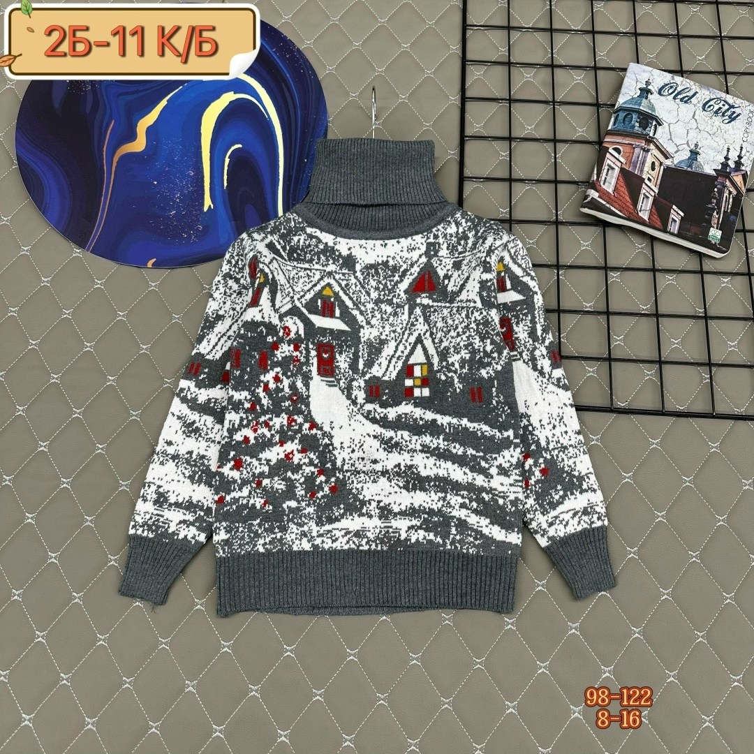 свитера для мальчик,детский свитер с оленями и домиками для мальчиков pulltonic,детский свитер с оленями,свитер детский,свитер pulltonic