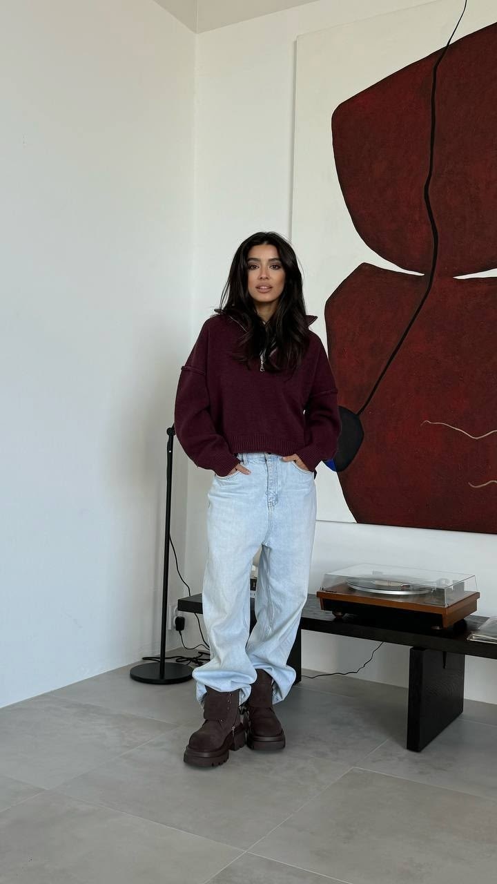 свитер оверсайз,hirsionsan осенние свитера с отложным воротником на молнии,пуловер на молнии,свитер вязаный оверсайз с горлом на молнии angel,кофта черный