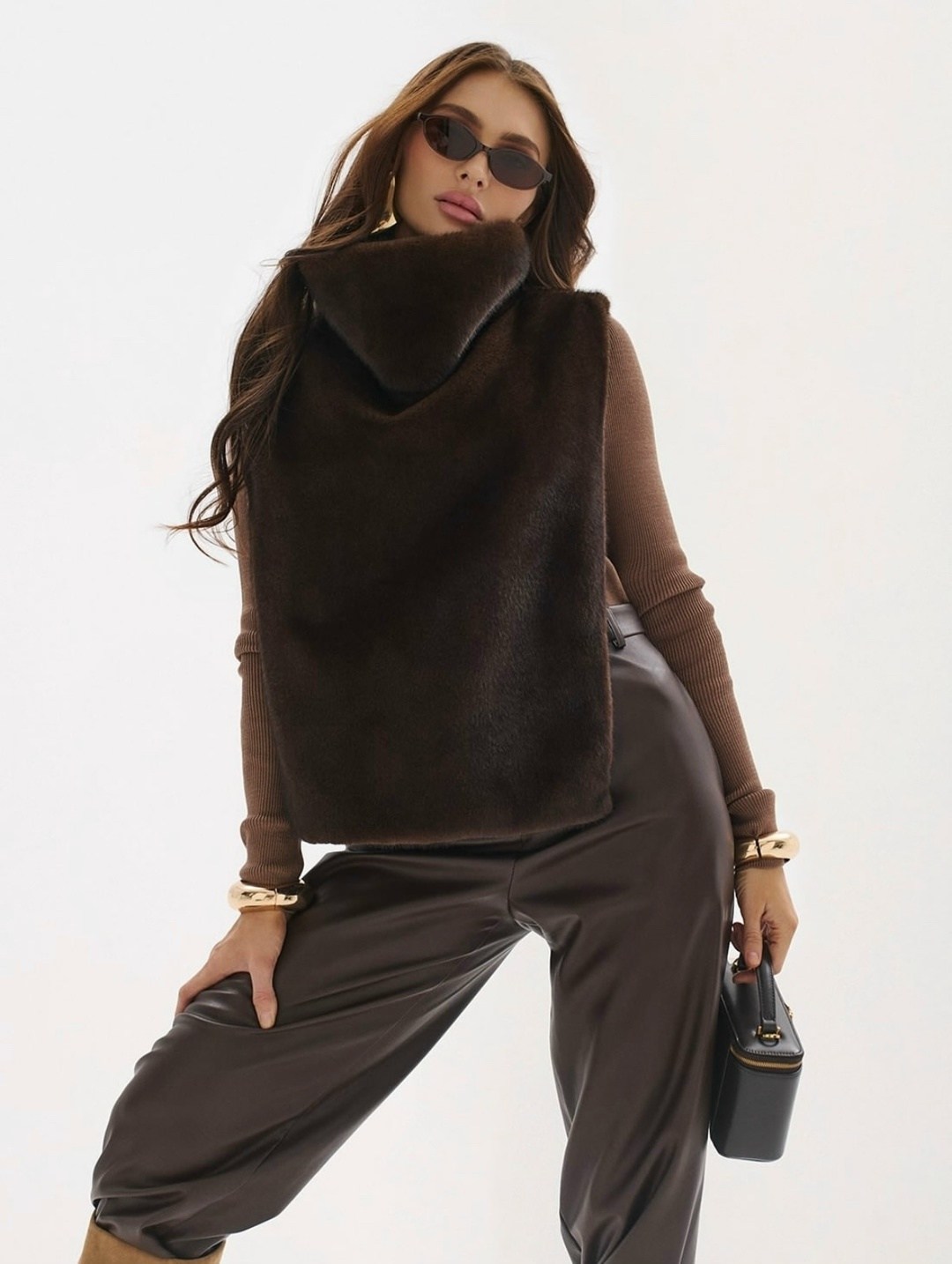 норковая манишка,норковая манишка - орех,манишка из меха норки