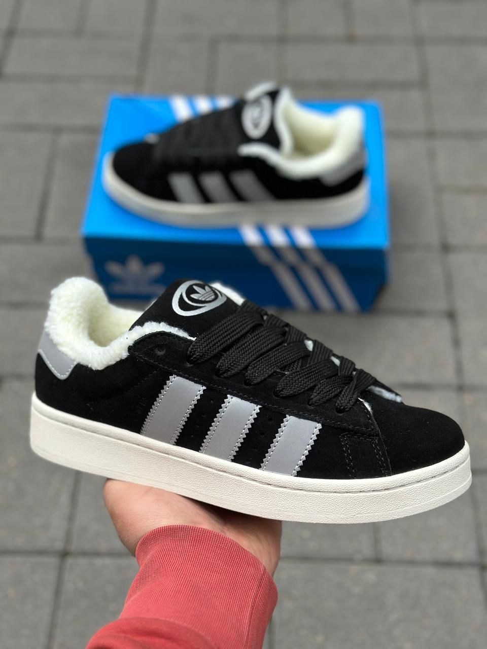 кроссовки зимние adidas campus,кроссовки adidas campus,кроссовки adidas,зимние женские кроссовки adidas campus 00s black/white fur,кроссовки зимние adidas campus с мехом теплые