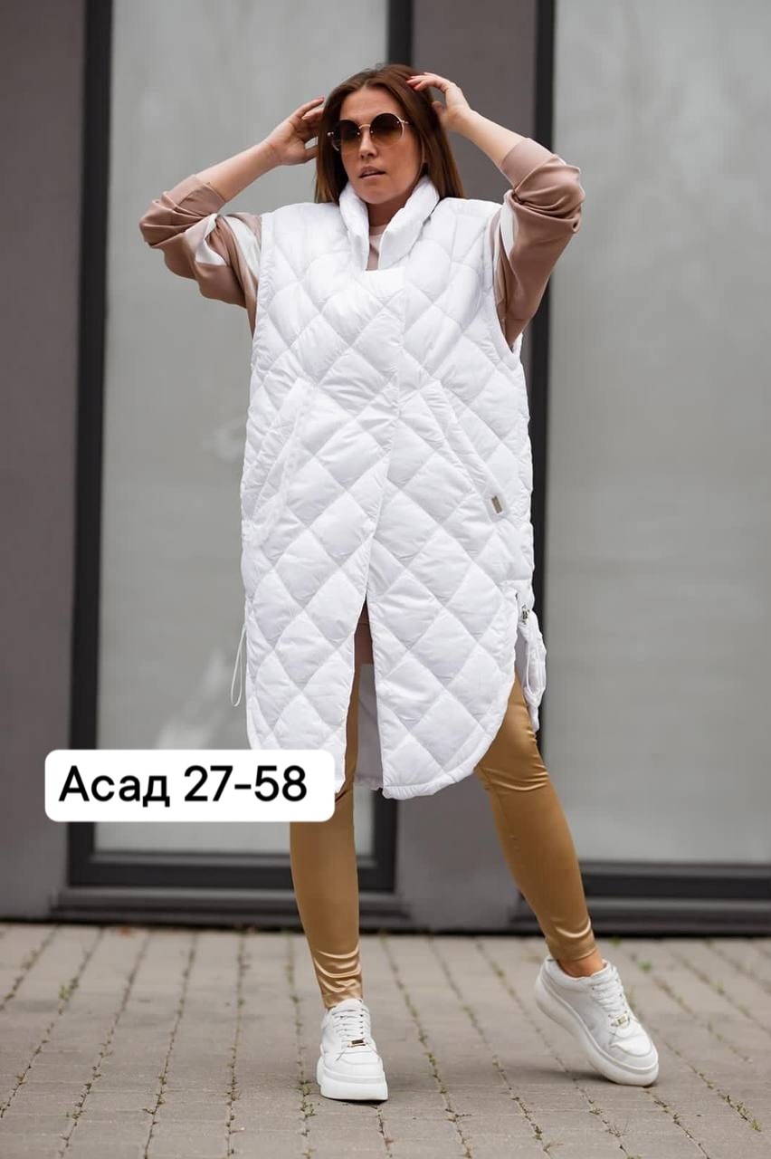 плащевка жилетка,длинная жилетка стеганная женская размер 56-58,жилет удлиненный женский стеганый больших размеров,жилетка ,жилет на синтепоне