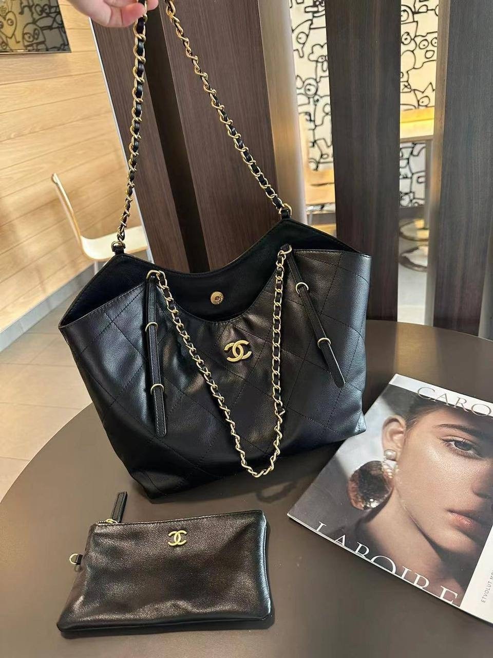 женская сумка chanel,сумка chanel,сумка шоппер шанель,женская черная кожаная сумка chanel shopping bag,брендовые сумочки