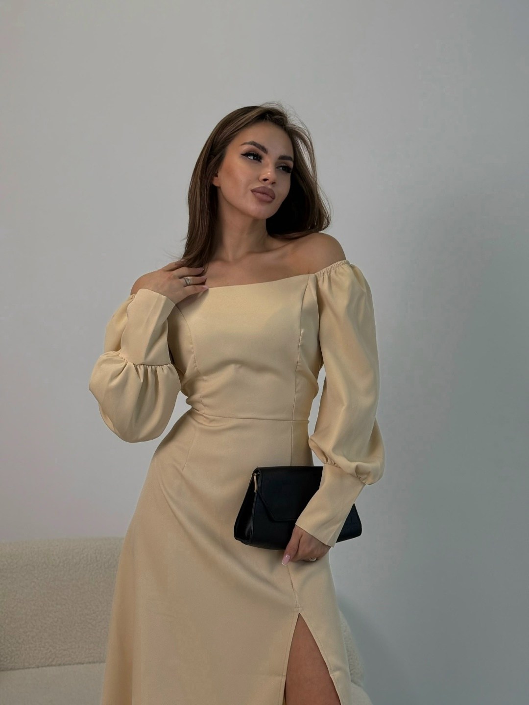 платье стильное,платье,женское платье,платье с объемными рукавами,стильное платье миди