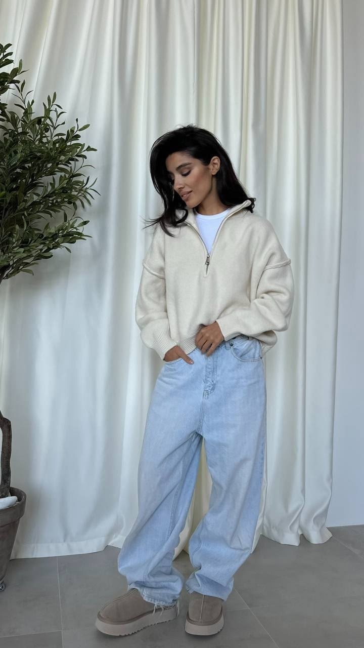 свитер оверсайз,hirsionsan осенние свитера с отложным воротником на молнии,пуловер на молнии,свитер вязаный оверсайз с горлом на молнии angel,кофта черный