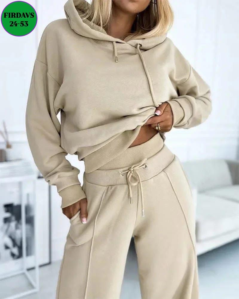 cпортивный костюм женский на флисе,костюм женский на флисе,костюм спортивный женский,трикотажные костюмы,модная толстовка с длинным рукавом и брюки с широкими штанинами