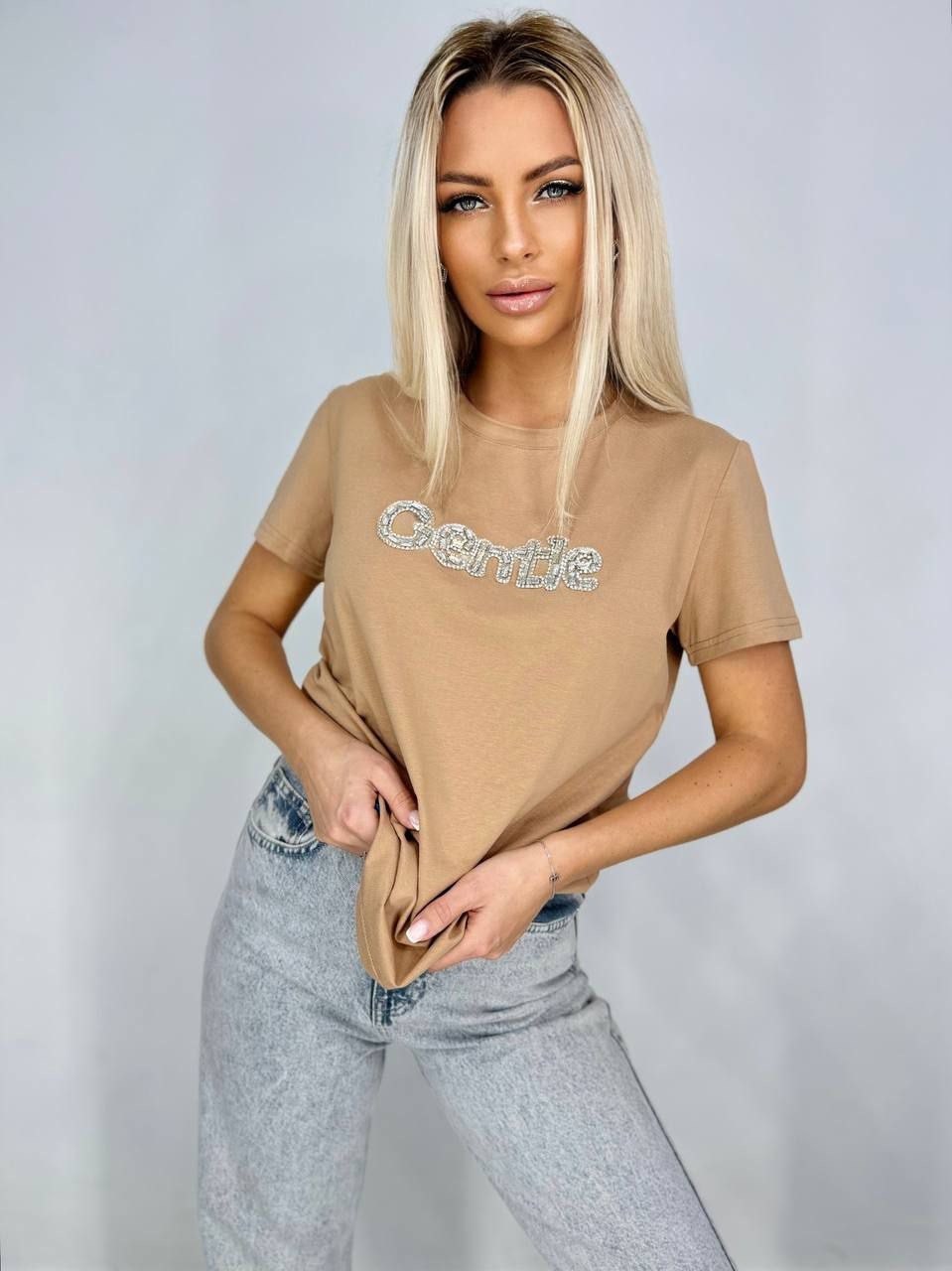 женская летняя футболка,футболка базовая,футболка бежевая,женская футболка,стильная футболка