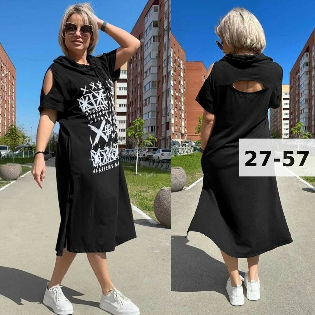 женское платье больших размеров,платье женская,платье женское стильное,платье с капюшоном,платье женское с капюшоном