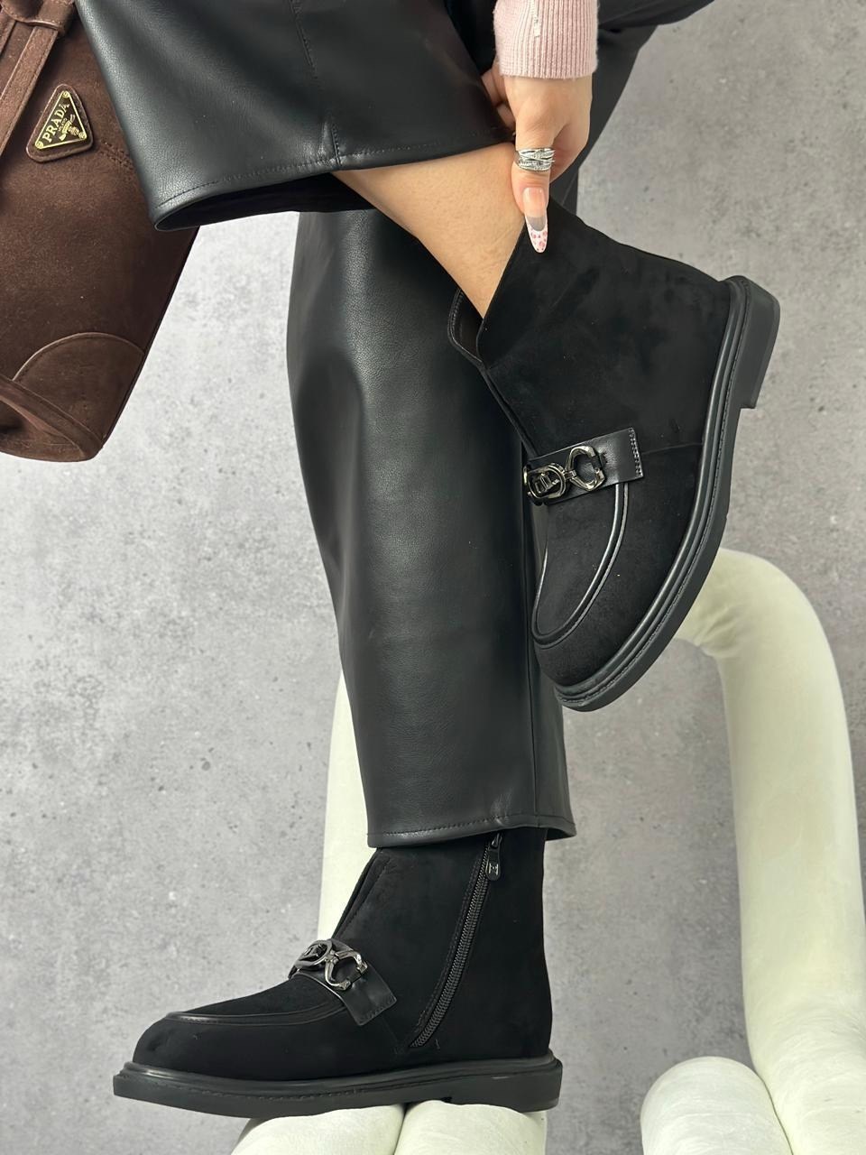 ,лоферы зимние женские черный chagee,ботинки женские, женская,лоферы женские зимние