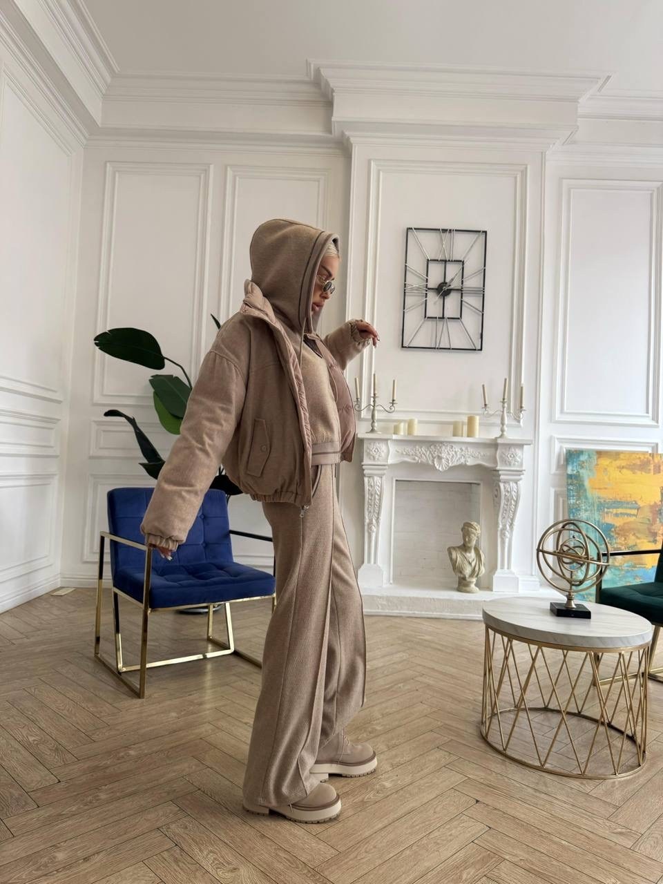 костюм бежевый,костюм тройка с курткой,cпортивный костюм женский на флисе,костюм теплый на флисе,куртка женская