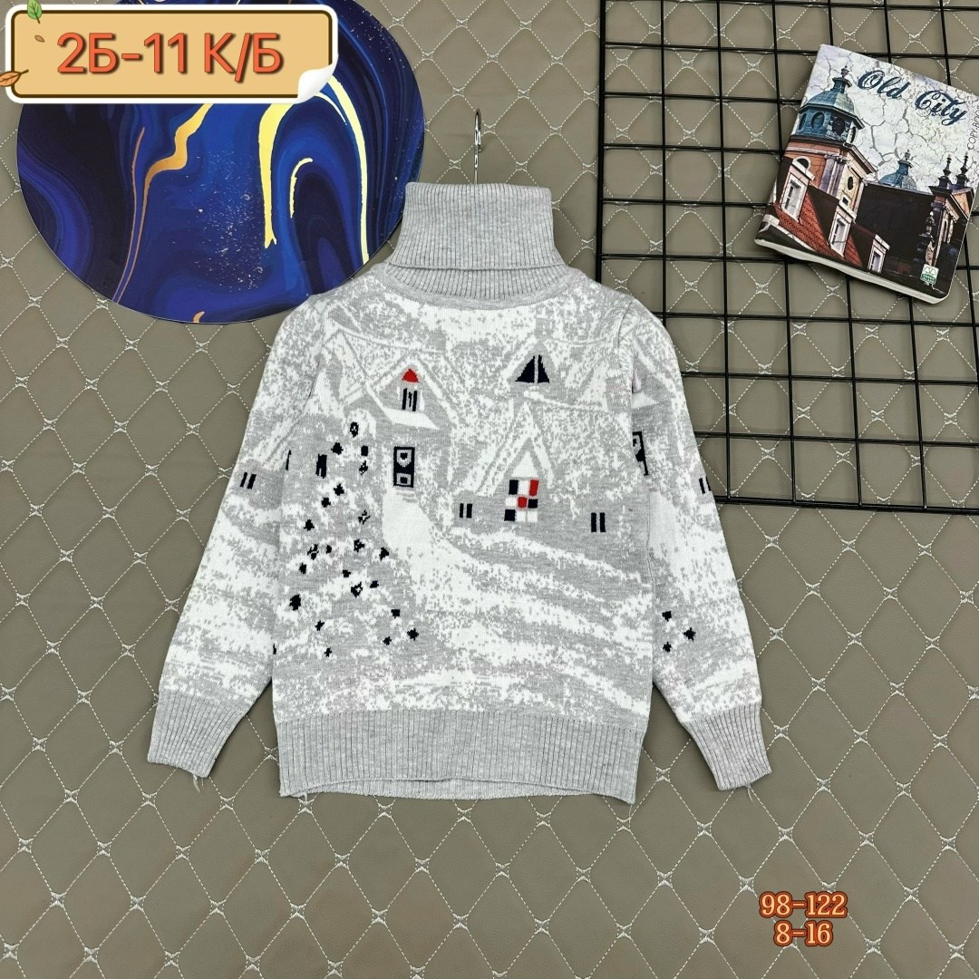 свитера для мальчик,детский свитер с оленями и домиками для мальчиков pulltonic,детский свитер с оленями,свитер детский,свитер pulltonic