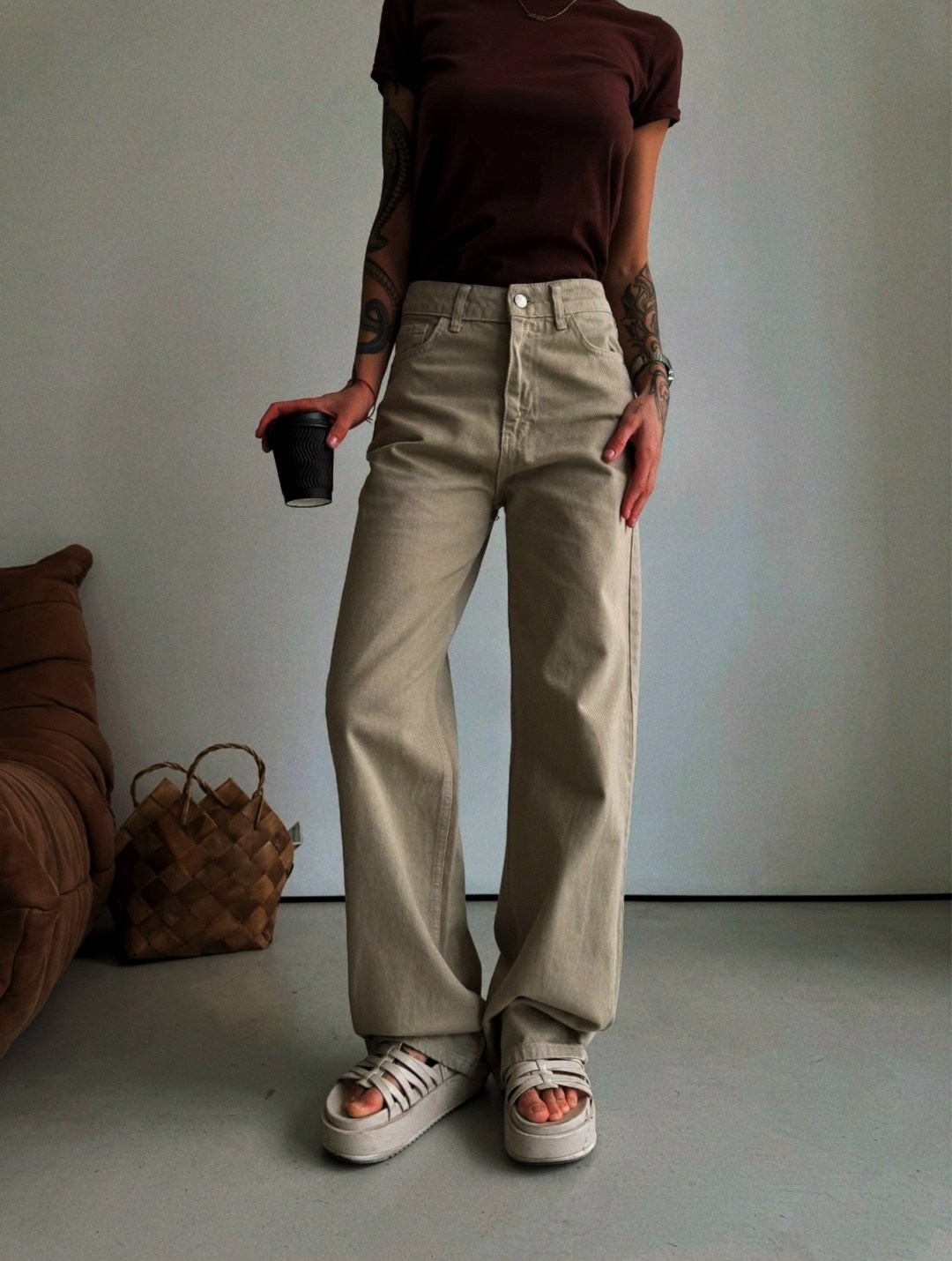 джинсы женские бежевые,джинсы палаццо летние,джинсы madmext бежевый,брюки джинсы,женские джинсы