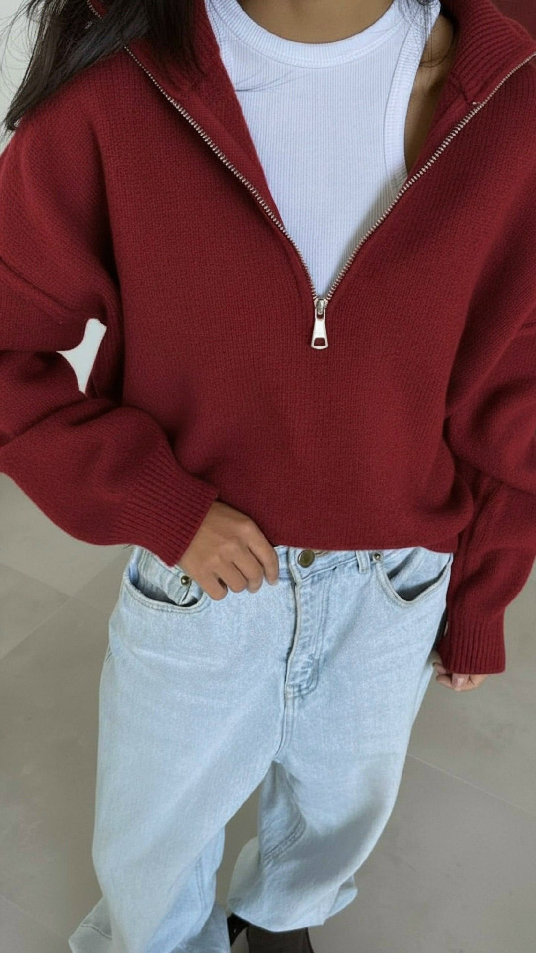 свитер оверсайз,hirsionsan осенние свитера с отложным воротником на молнии,пуловер на молнии,свитер вязаный оверсайз с горлом на молнии angel,кофта черный