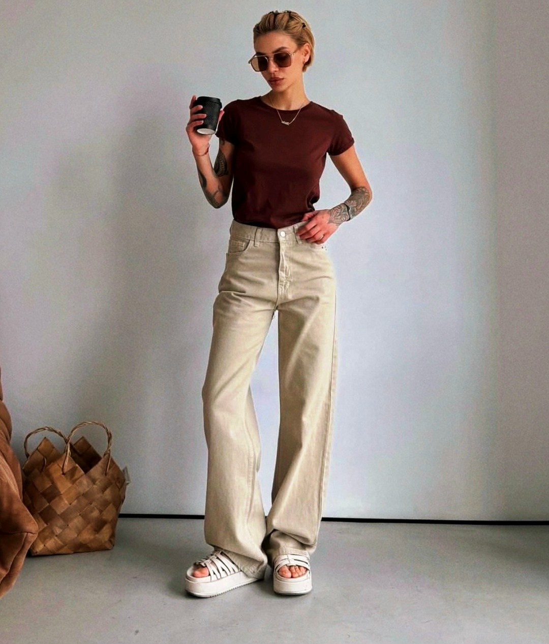 джинсы женские бежевые,джинсы палаццо летние,джинсы madmext бежевый,брюки джинсы,женские джинсы