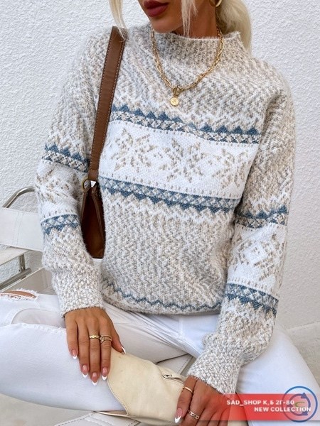 свитер со снежинками,рождественский свитер осень-зима полуводолазка снежинка свитер женский l серый,свитер зимние,женские вязаные свитера,вязаный свитер осенне-зимний рождественский пуловер полуводола