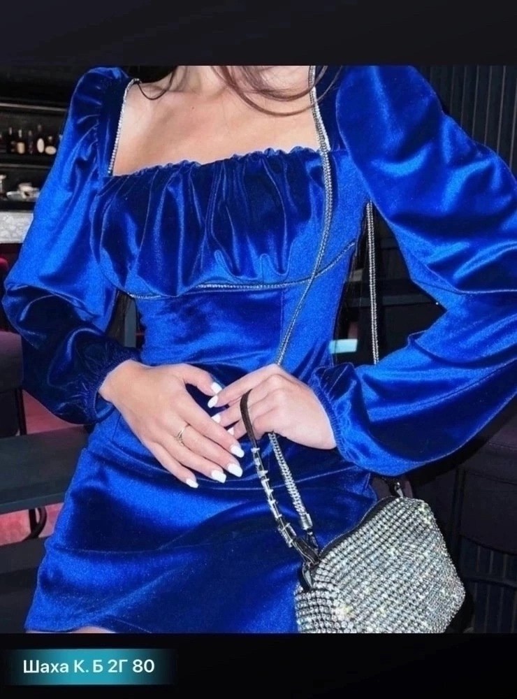 бархатное платье,атласные платья,синее платье,модное платье,синее велюровое платье