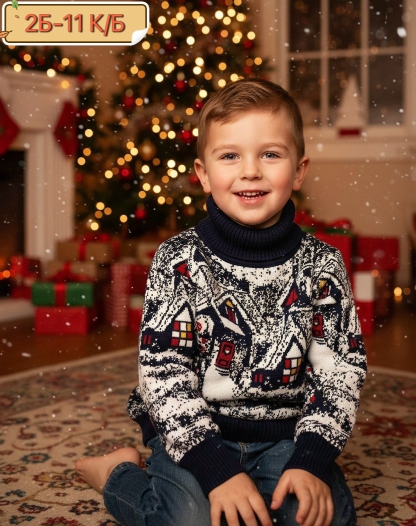 свитера для мальчик,детский свитер с оленями и домиками для мальчиков pulltonic,детский свитер с оленями,свитер детский,свитер pulltonic