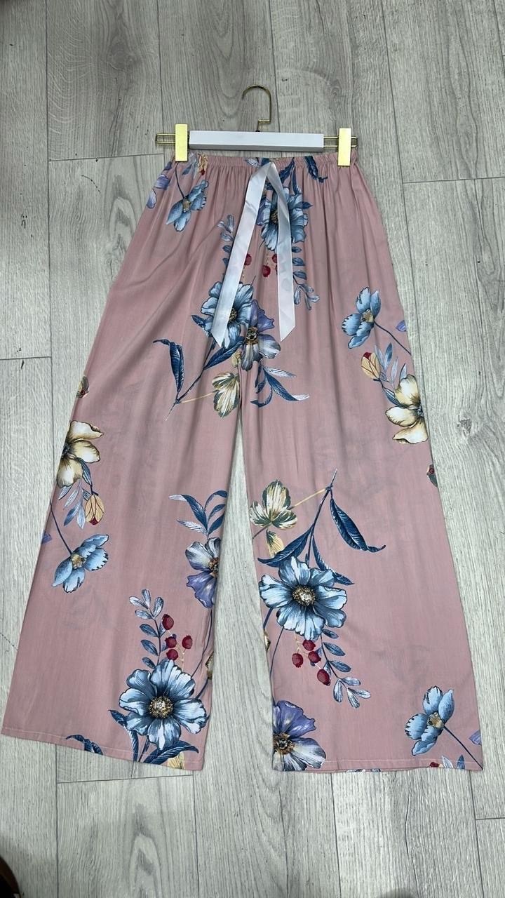 женские летние брюки,брюки палаццо цветочный принт,брюки летние палаццо,летние шифоновые брюки,брюки домашние палаццо