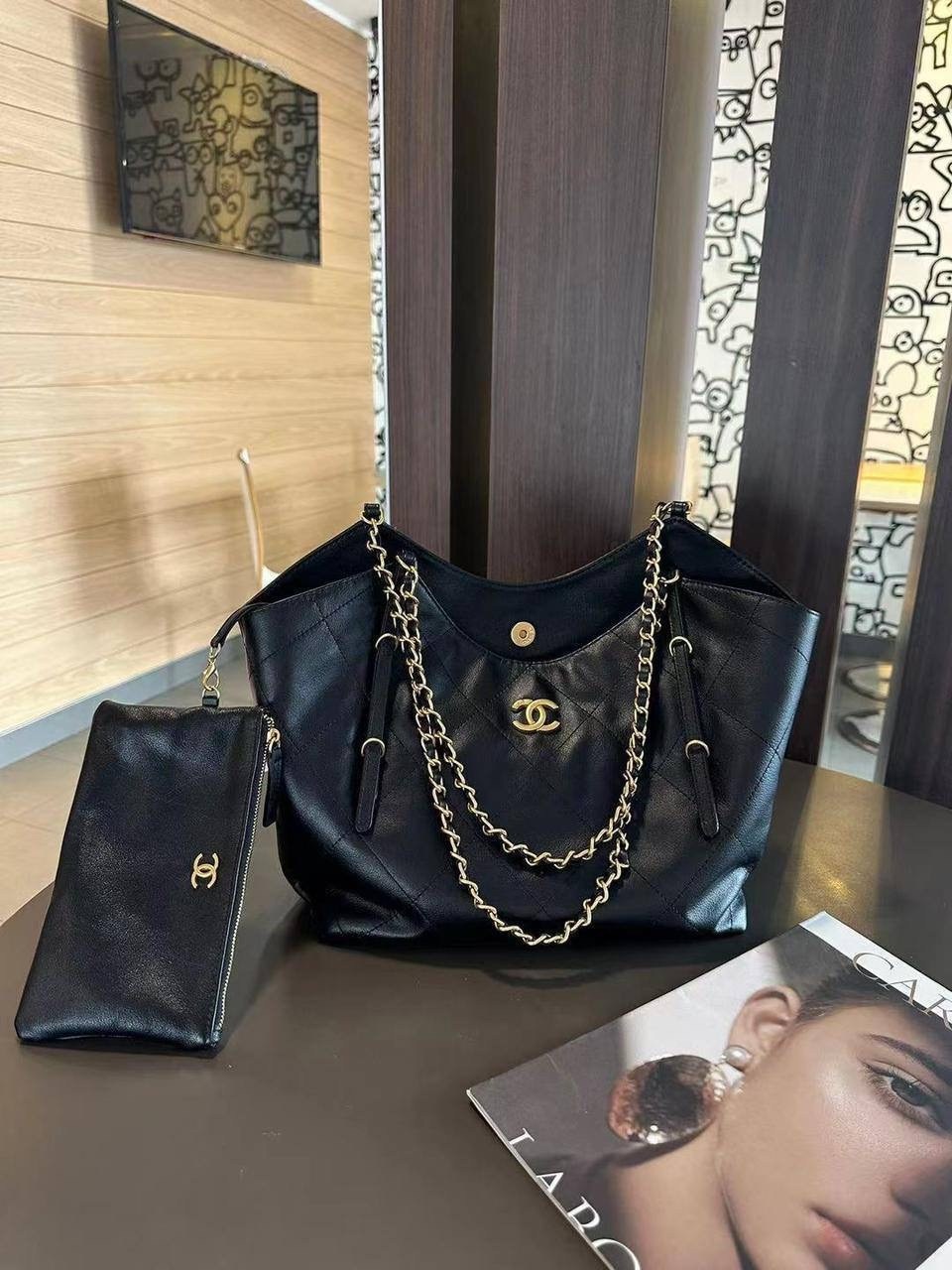 женская сумка chanel,сумка chanel,сумка шоппер шанель,женская черная кожаная сумка chanel shopping bag,брендовые сумочки