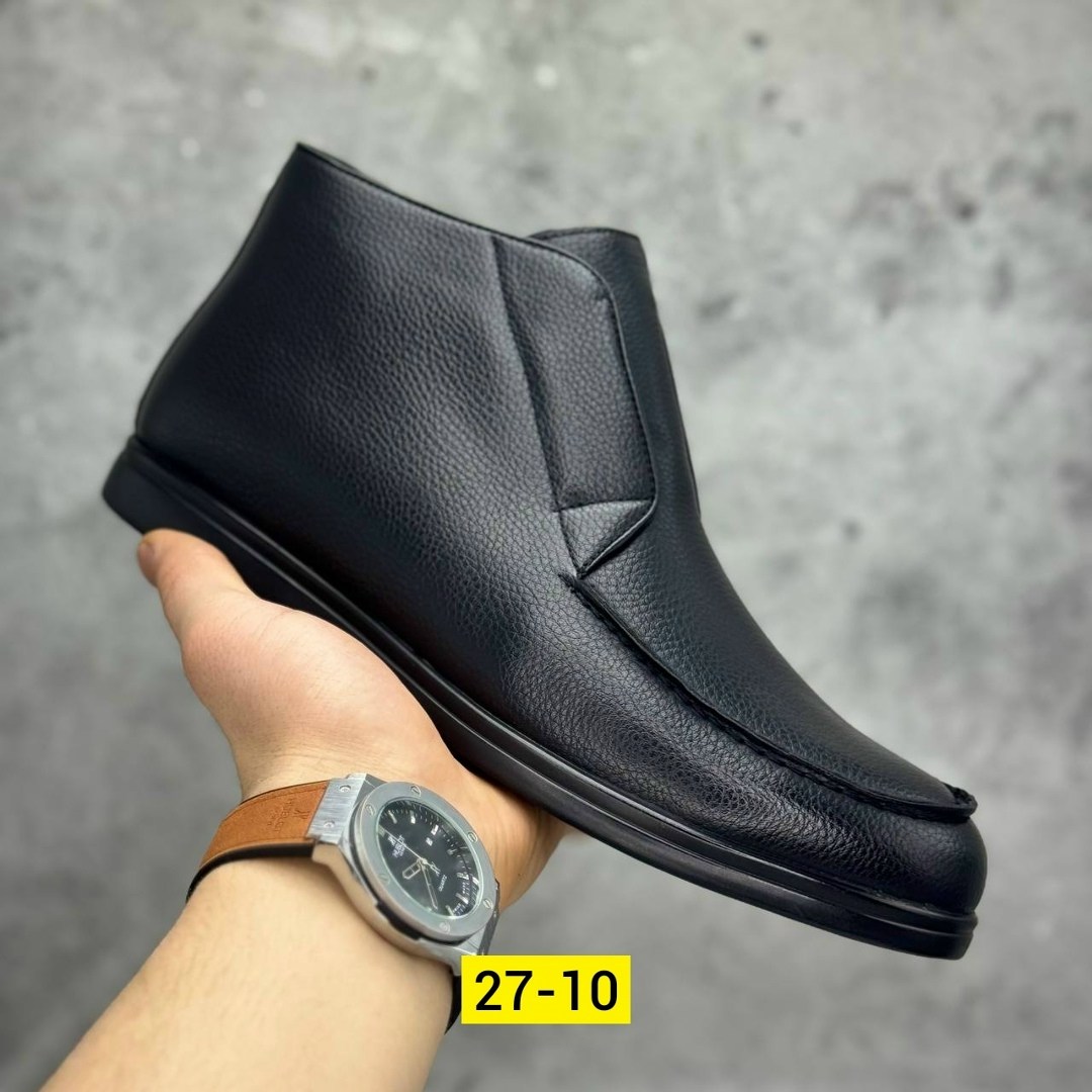 ,мужская  дербент,ботинки мужские,мужская ,лоферы лоро пиано черные кожаные