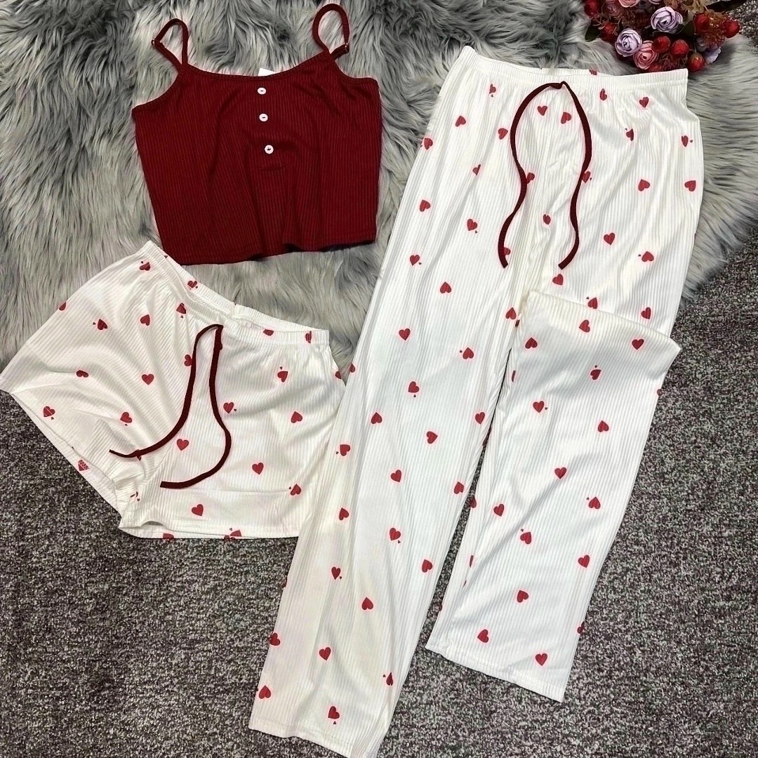 женская стильная пижама тройка,пижама с сердечками домашняя комплект штаны,женский комплект для сна,пижама женская комплект,пижама 3 в 1 майка, шорты, брюки momo_top 246023749