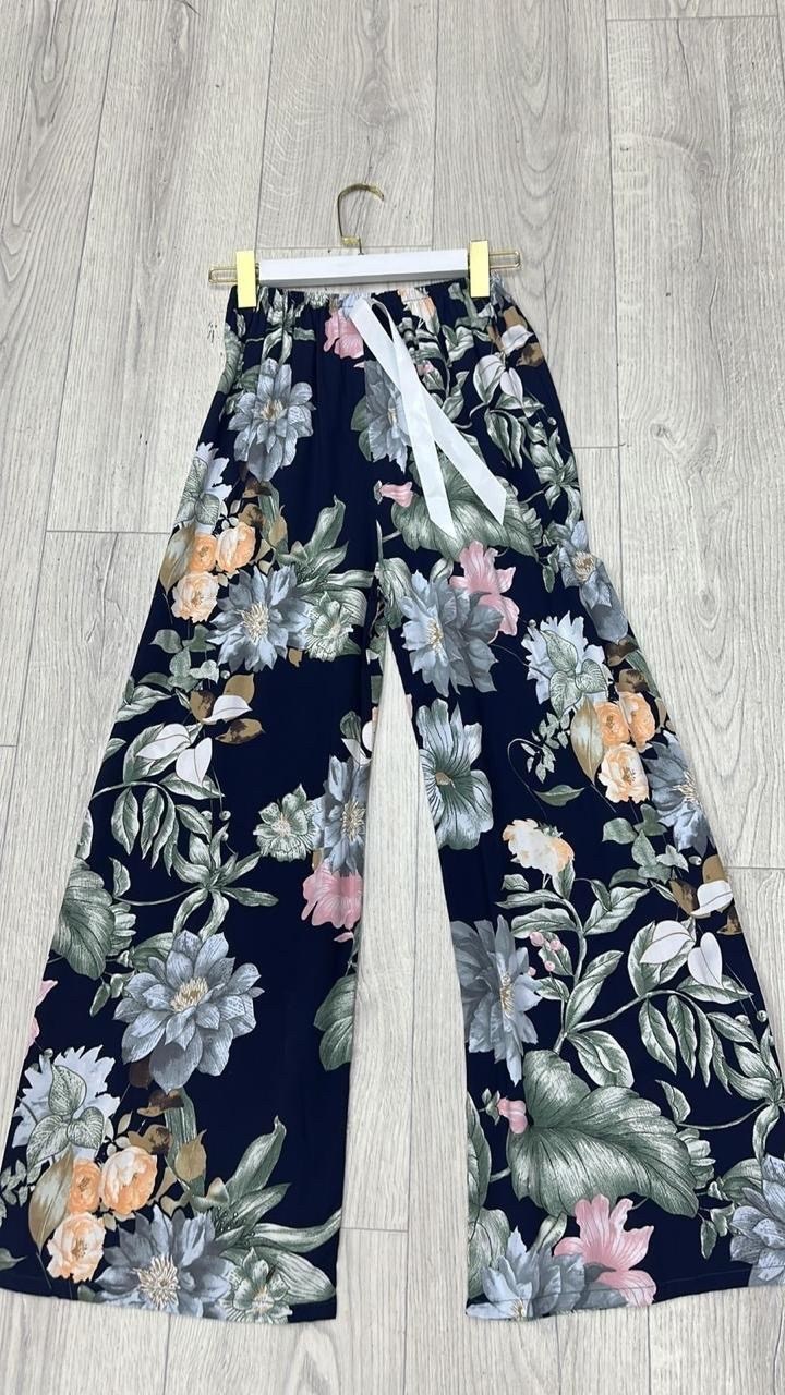 женские летние брюки,брюки палаццо цветочный принт,брюки летние палаццо,летние шифоновые брюки,брюки домашние палаццо